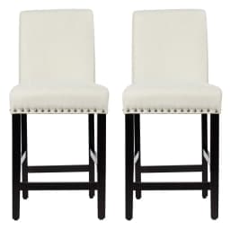 GOFLAME Set of 2 Bar Stools Counter Height Chair Upholstered W/ Low Backrest Wide Seat