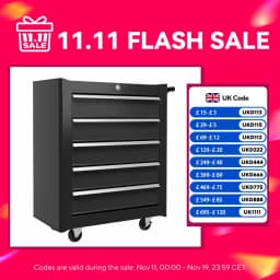 HOMCOM 5-Drawer Tool Chest Steel Lockable Tool Storage Cabinet w/ Wheels Black