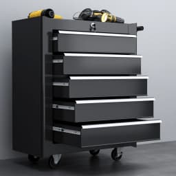 HOMCOM 5-Drawer Tool Chest Steel Lockable Tool Storage Cabinet w/ Wheels Black