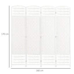 HOMCOM 4 Panel Folding Room Divider, 170cm Freestanding Privacy Screen, White