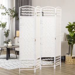 HOMCOM 4 Panel Folding Room Divider, 170cm Freestanding Privacy Screen, White
