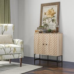 HOMCOM Embossed Arrow Storage Cabinet w/ Adjustable Shelf Metal Frame Handles