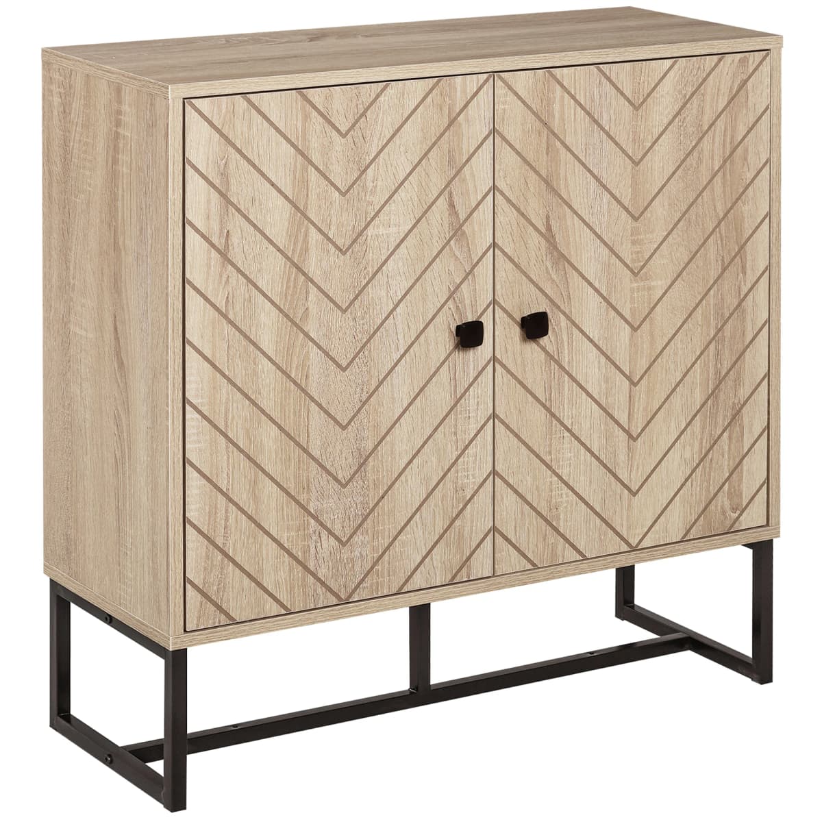 HOMCOM Embossed Arrow Storage Cabinet w/ Adjustable Shelf Metal Frame Handles