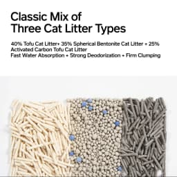Pidan 3-in-1 Blend Cat Litter 5.2 kg (Tofu, Spherical Bentonite Clay, Activated Carbon Infused Tofu)