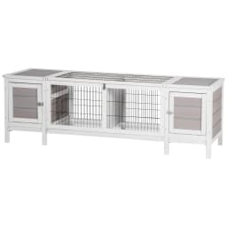 PawHut Rabbit Hutch Separable Guinea Pig Cage Bunny Run w/ Slide Out Tray - Grey