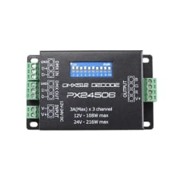 DC12V-24V PX24506 DMX512 Decoder 9A 3CH RGB Dimmer LED Controller Driver for Colorful Light Strip Module Stage Light Bar Lamps