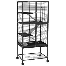 PawHut Ferret Cage 136cm Rolling Small Animal Cage w/ 3 Doors, Storage Shelf