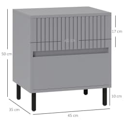 HOMCOM Bedside Table with 2 Drawers and Steel Legs for Bedroom, Grey