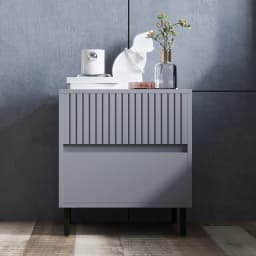HOMCOM Bedside Table with 2 Drawers and Steel Legs for Bedroom, Grey