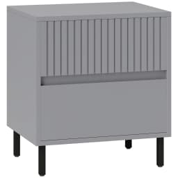 HOMCOM Bedside Table with 2 Drawers and Steel Legs for Bedroom, Grey