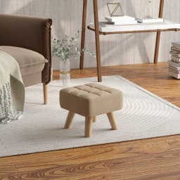 HOMCOM Modern Footstool, Fabric Foot Rest with Rubber Wood Legs