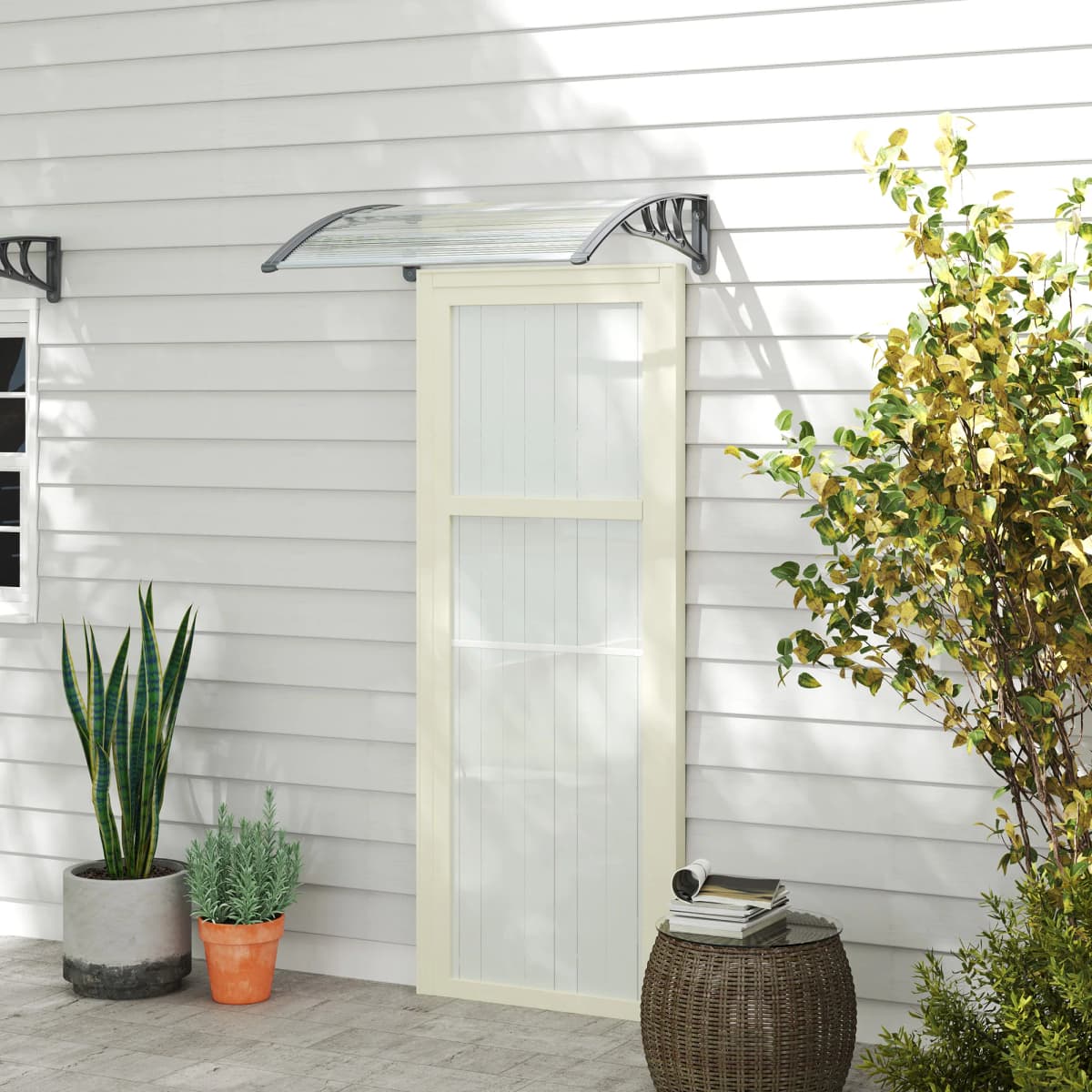 Door Canopy Awning Outdoor Window Rain Shelter Cover for Door Porch 100 x75cm
