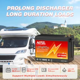 MOSEWORTH 12V 300Ah LiFePO4 Battery Pack with 200A BMS Lithium Iron Phosphate Batteries 8000+ Cycles For Solar RV Campers