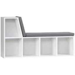 HOMCOM 2 Tier Bookcase w/ Removable Cushions Storage Cabinet for Living Room