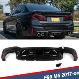 For BMW G30 F90 M5 with M Sport Bumper M5 Style 2017-on Gloss Black Rear Bumper Diffuser Lip Protector Guard 530i 520i 540i