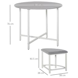 HOMCOM Modern Round Dining Table Set with 4 Upholstered Stools for Dining Room