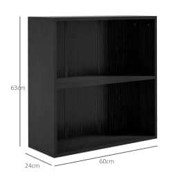 HOMCOM Bookshelf Display Storage Shelf with 2 Compartments for Study Black