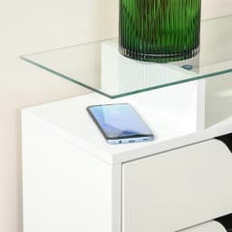 HOMCOM Shoe Cabinet w/ 3 Drawers, High Gloss Front Panels w/ Glass Top White