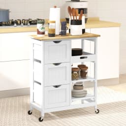 HOMCOM Rolling Kitchen Island Cart, Bar Serving Cart, Compact Trolley White