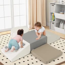 DORTALA 6 Piece Foam Climbing Toys Toddlers Climbing Toys w/EPE Foam-White