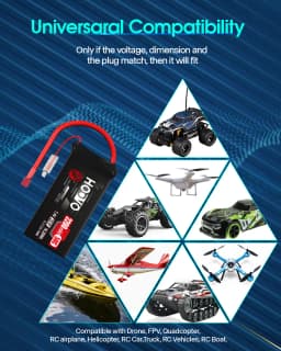 2Pcs HOOVO 2S 7.4 V 2200 mAh 50C RC Lipo Battery T Plug Soft Case Short Pack RC Battery for 1:16 RC Car RC Helicopter Airplane