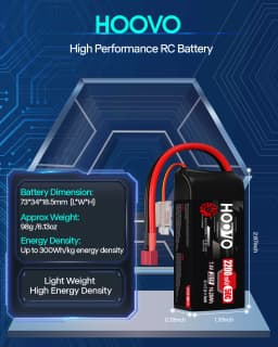 2Pcs HOOVO 2S 7.4 V 2200 mAh 50C RC Lipo Battery T Plug Soft Case Short Pack RC Battery for 1:16 RC Car RC Helicopter Airplane