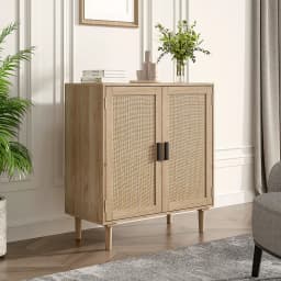 Modern rattan double door dining cabinet living room side cabinet double door storage cabinet kitchen cabinet