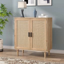 Modern rattan double door dining cabinet living room side cabinet double door storage cabinet kitchen cabinet