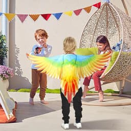 Bird Costume cape and Mask Parrot Wings Cape Dress up Shawl Cloak for Day Festival Masquerade Party Boys Girls