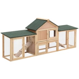 PawHut Rabbit Hutch Bunny Cage Guinea Pig House w/ Tray Ladder Outdoor Run