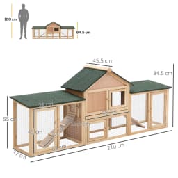 PawHut Rabbit Hutch Bunny Cage Guinea Pig House w/ Tray Ladder Outdoor Run