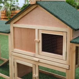 PawHut Rabbit Hutch Bunny Cage Guinea Pig House w/ Tray Ladder Outdoor Run