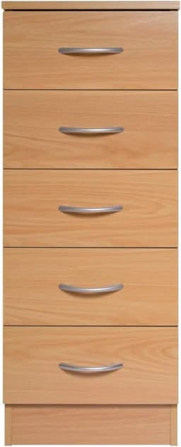 Home Treats Chest of Drawers - 5 Drawers Black Bedroom Wooden Furniture. Anti-Bowing Storage Organiser for Any Room