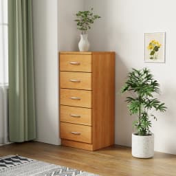 Home Treats Chest of Drawers - 5 Drawers Black Bedroom Wooden Furniture. Anti-Bowing Storage Organiser for Any Room