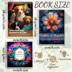 7pcs new Mandala, dog and cat diary as the theme of coloring book, with riding nails and YO ring two design styles, upgraded thi