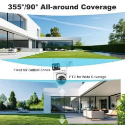 GENBOLT PTZ WiFi Security Camera Outdoor, CCTV Camera with Dual View, Lens Home Surveillance IP Camera with Color Night
