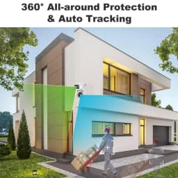 GENBOLT PTZ WiFi Security Camera Outdoor, CCTV Camera with Dual View, Lens Home Surveillance IP Camera with Color Night