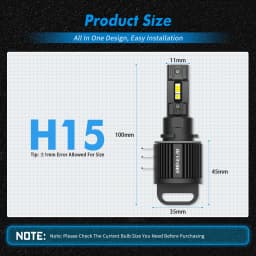 BEVINSEE 110W H15 LED High Beam+DRL CANbus 11000LM LED Headlight Bulbs for VW Golf 7 6 BMW Mercedes Audi A3 A6 6000K White 12V