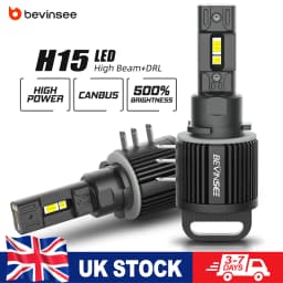 BEVINSEE 110W H15 LED High Beam+DRL CANbus 11000LM LED Headlight Bulbs for VW Golf 7 6 BMW Mercedes Audi A3 A6 6000K White 12V