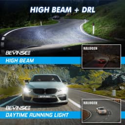 BEVINSEE 110W H15 LED High Beam+DRL CANbus 11000LM LED Headlight Bulbs for VW Golf 7 6 BMW Mercedes Audi A3 A6 6000K White 12V