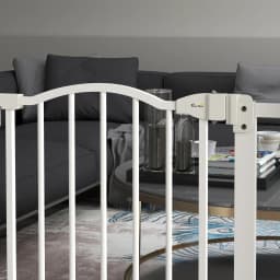 PawHut Adjustable Metal Pet Gate Safety Barrier w/ Auto-Close Door White
