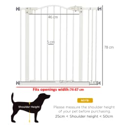 PawHut Adjustable Metal Pet Gate Safety Barrier w/ Auto-Close Door White