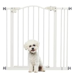 PawHut Adjustable Metal Pet Gate Safety Barrier w/ Auto-Close Door White
