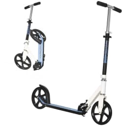 HOMCOM Kick Scooter Commuter Adjustable Height Wheels Foldable Aluminium White