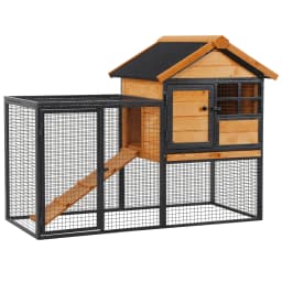 PawHut Wood-metal Rabbit Hutch Elevated Pet House Outdoor 122 x 63 x 92cm