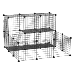 PawHut Pet Playpen DIY Small Animal Cage for Rabbit Ferret Chinchilla - Black