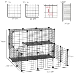 PawHut Pet Playpen DIY Small Animal Cage for Rabbit Ferret Chinchilla - Black