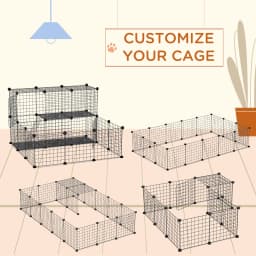 PawHut Pet Playpen DIY Small Animal Cage for Rabbit Ferret Chinchilla - Black