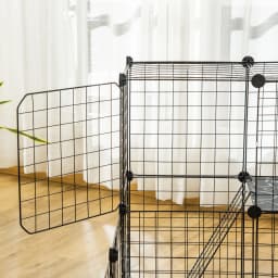 PawHut Pet Playpen DIY Small Animal Cage for Rabbit Ferret Chinchilla - Black
