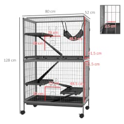 PawHut Small Animal Cage for Chinchilla Ferret Kitten on Wheels, Grey